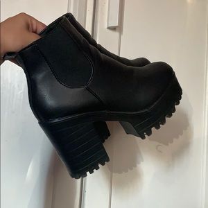 Black thick goth booties